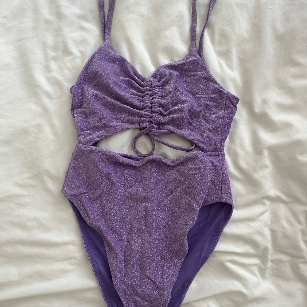 Purple Glitter One-Piece Swimsuit